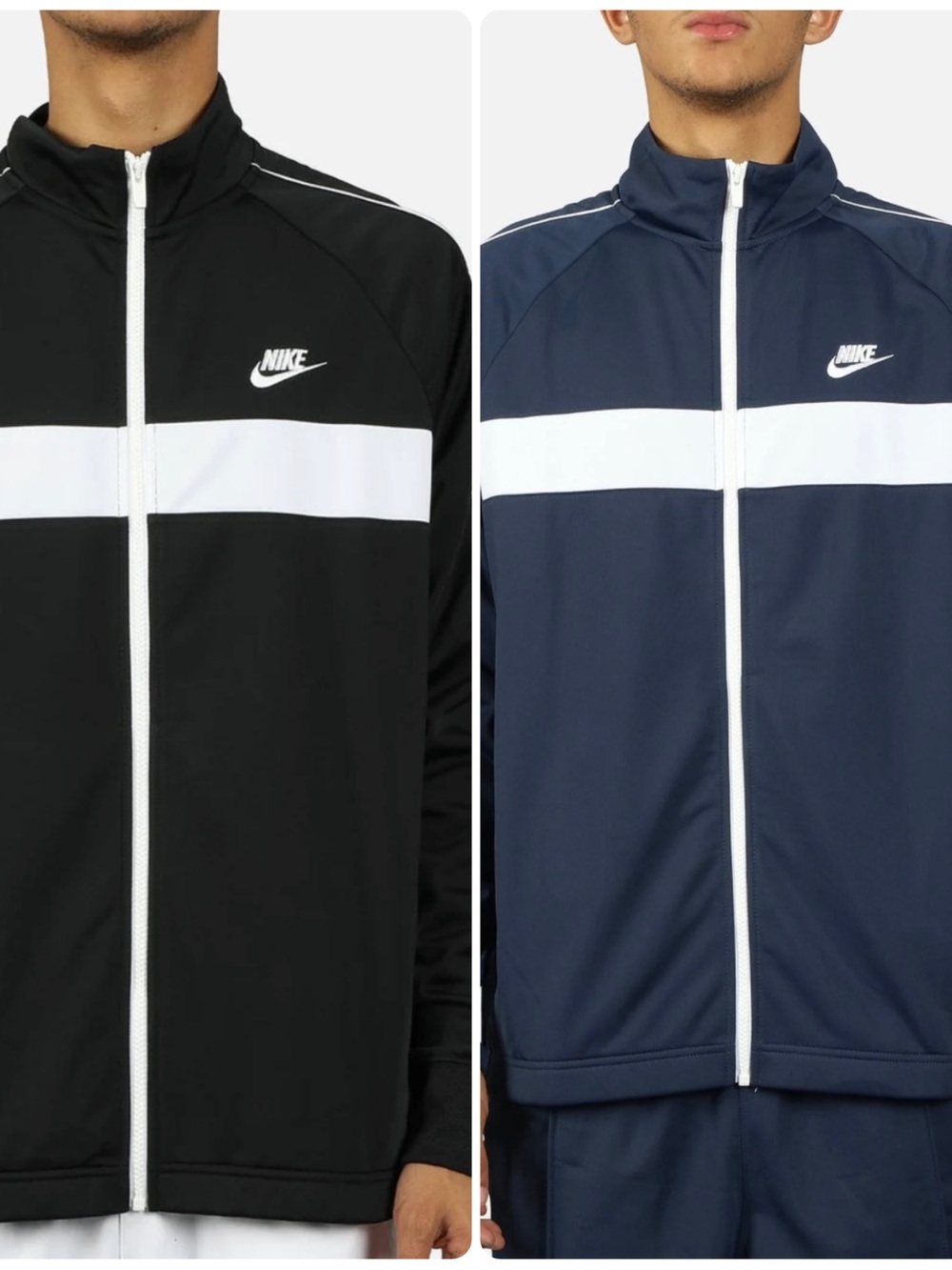 Nike Men’s Full-Zip Track Jacket in Black & Navy with White Stripe 2XL RARE